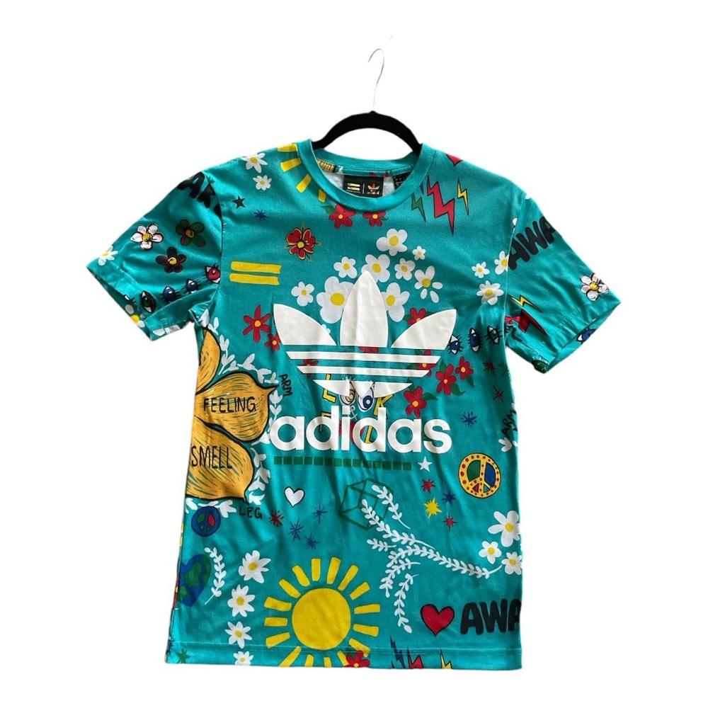 Adidas Pharrell Williams collection doodle design size small aqua blue